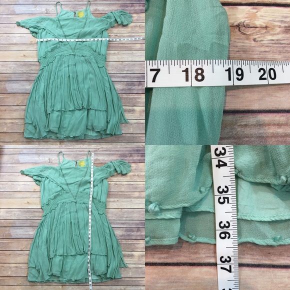 SOLD XL Anthro Maeve Green Elisa Ruffle Mini Dress - Picture 2 of 8